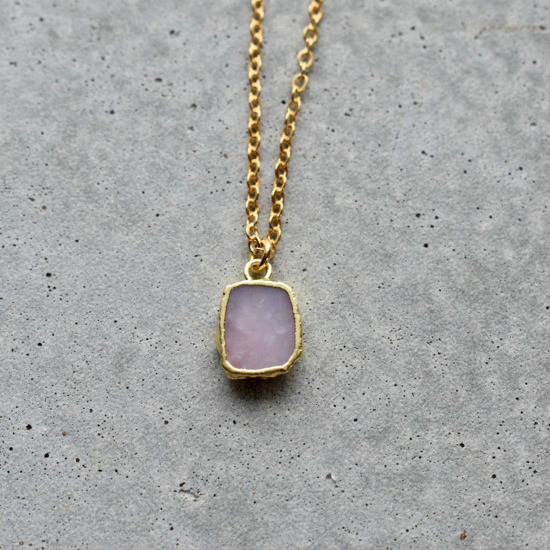 Pink Opal Gold Necklace