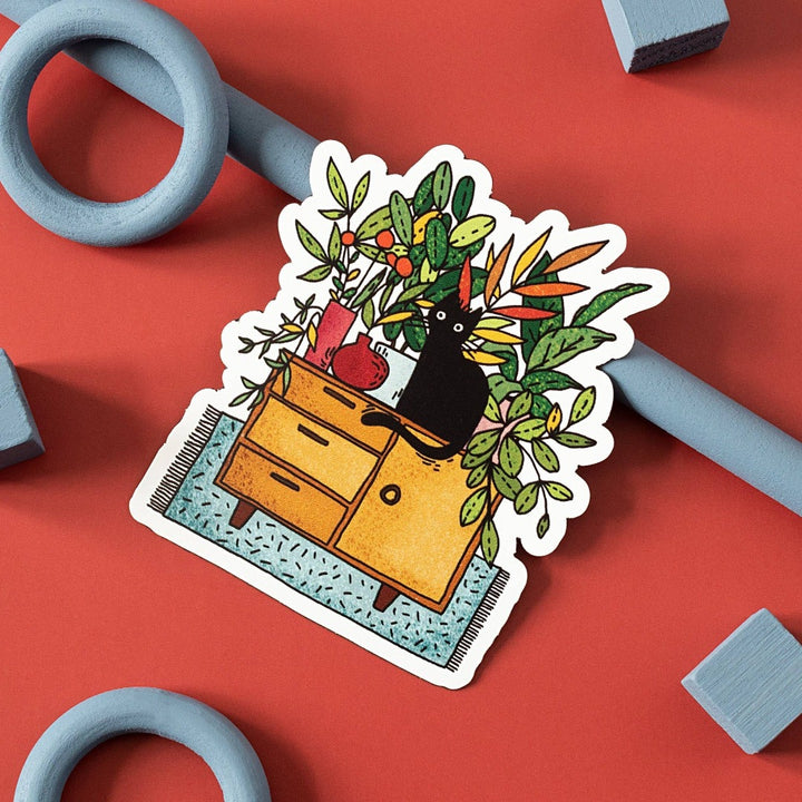 Plant Lover Cat Vinyl Sticker