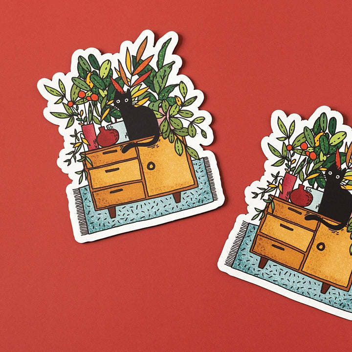 Plant Lover Cat Vinyl Sticker