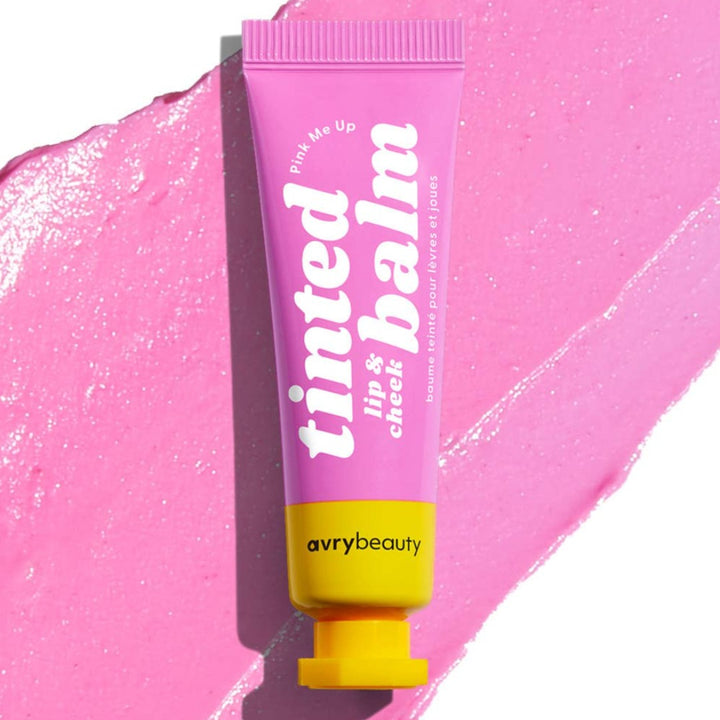 Pink Me Up Lip & Cheek Tinted Balm, a liquid blush that can be used for your eyes, cheeks and lips, in a colourful squeeze tube.