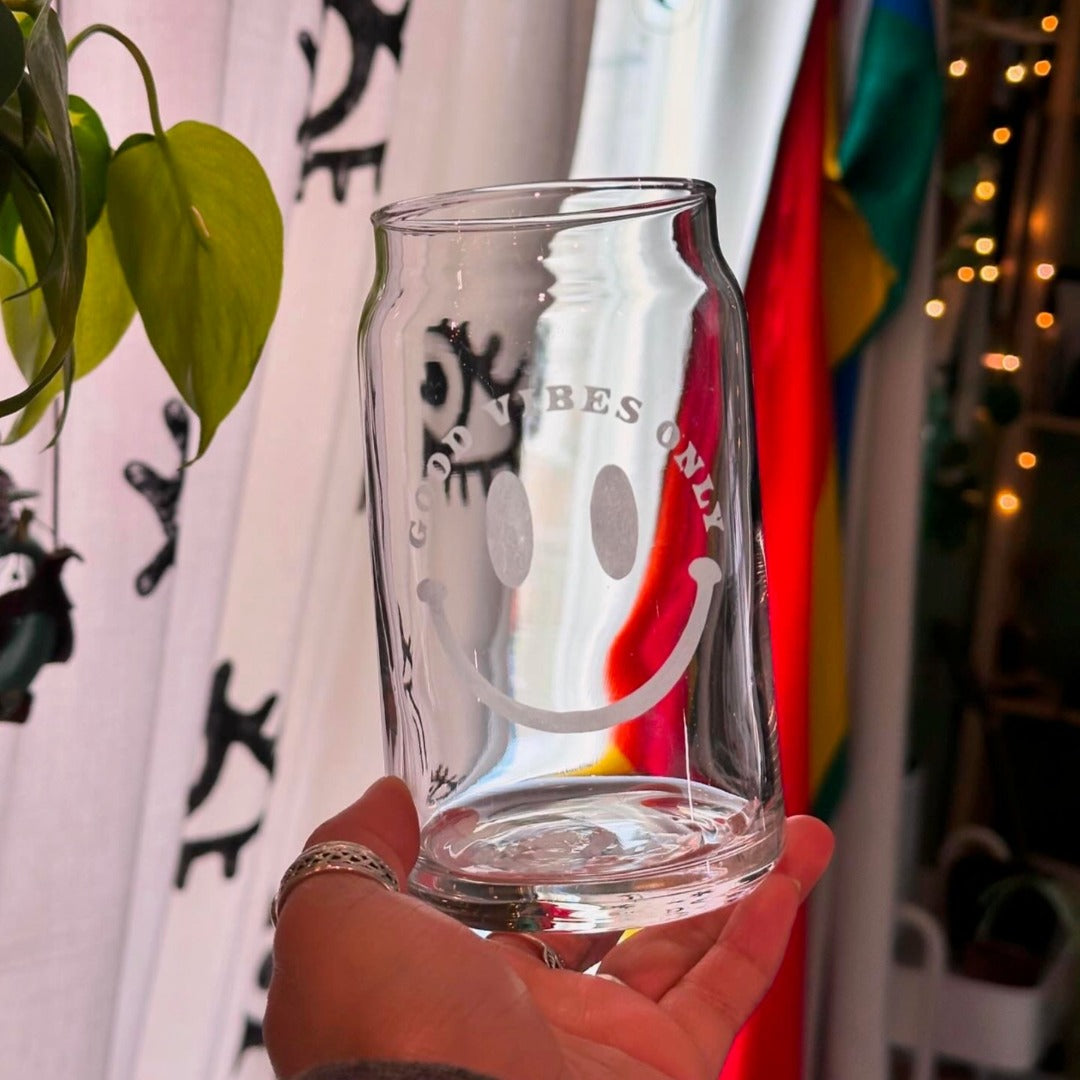 Good Vibes Only Can Glass