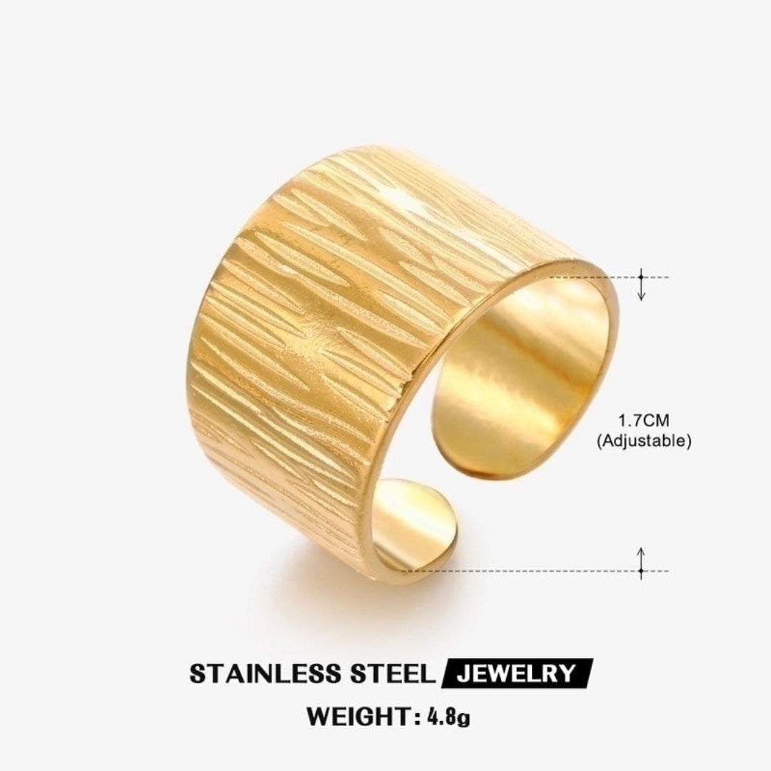 Adjustable Wide Etched Ring