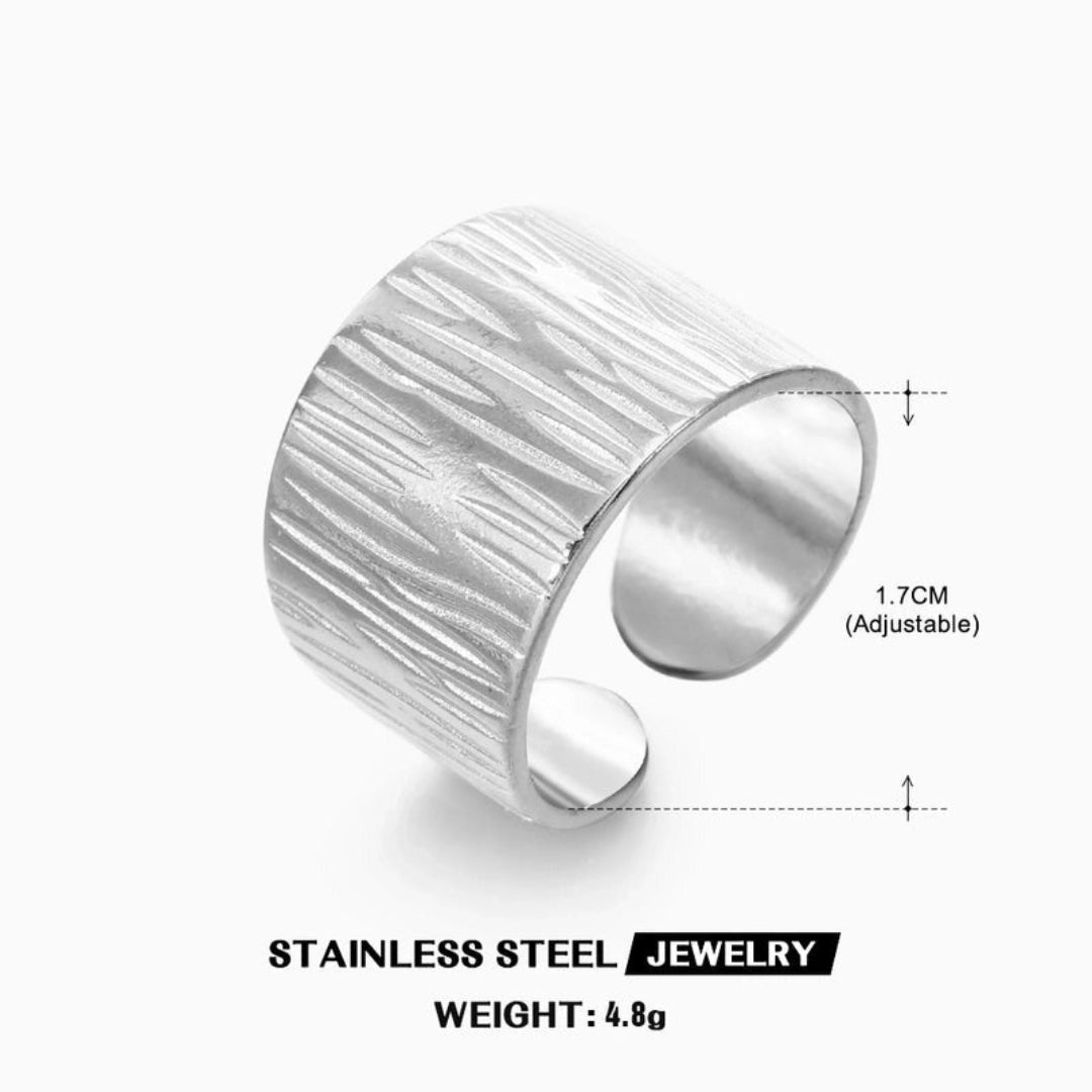 Adjustable Wide Etched Ring
