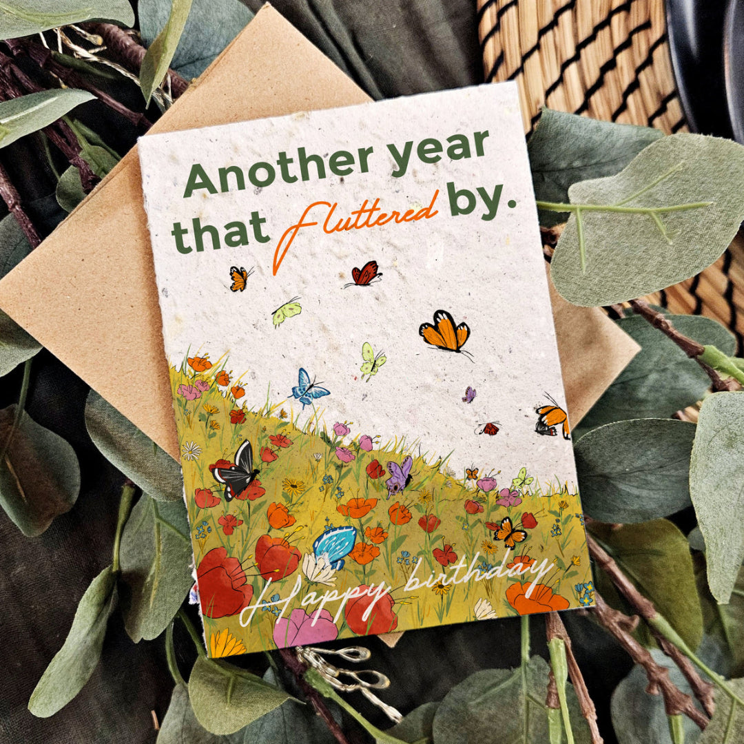 Another year Fluttered by Plantable Birthday Card