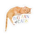 Sticker with a cat illustration and 'Big Fan of Cats' text on a white background