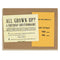 A kraft-colored greeting card featuring a yellow 