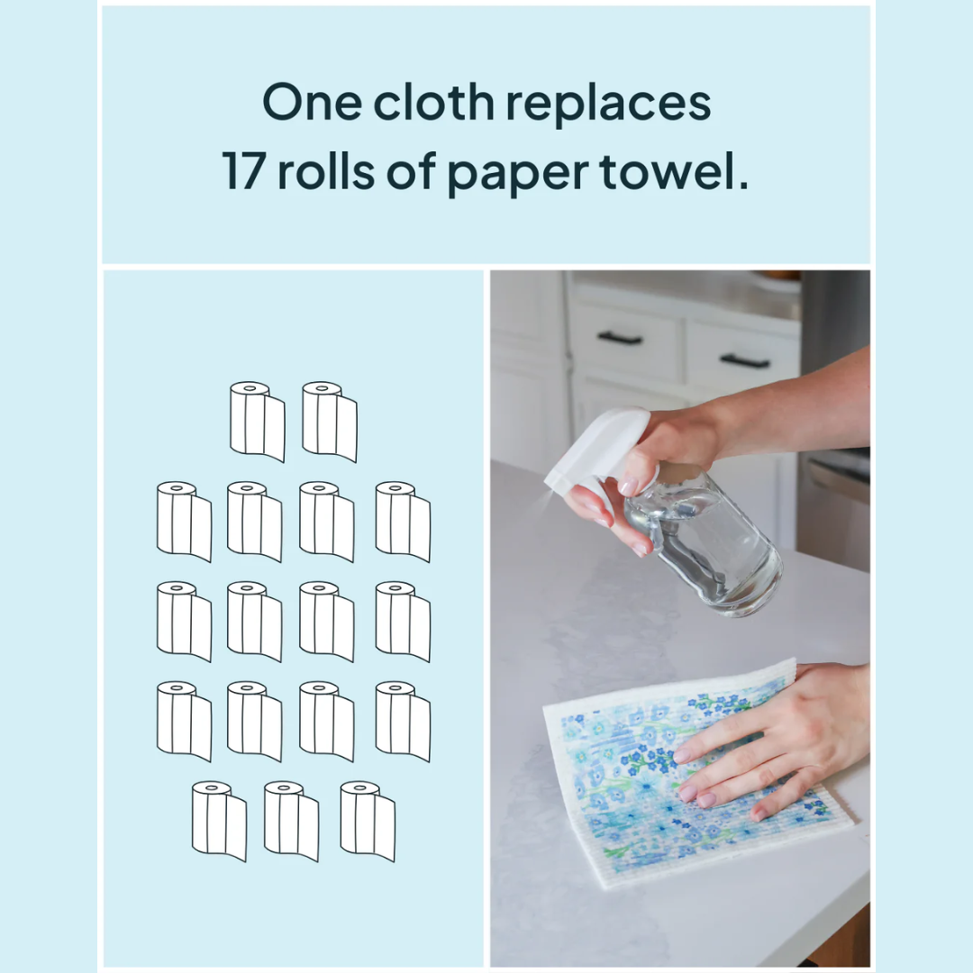 Blue Floral Sponge Cloth