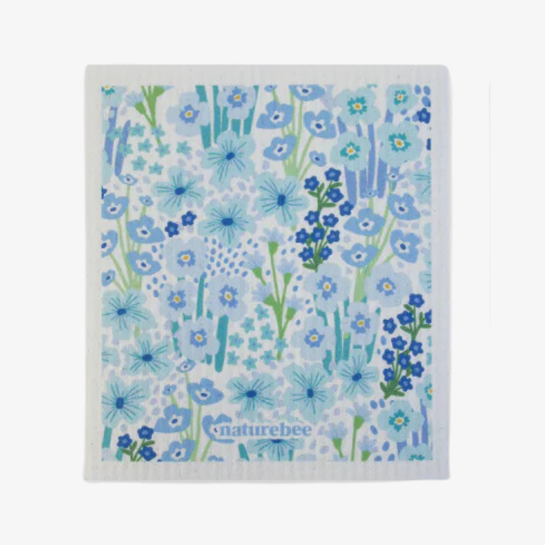 Blue Floral Sponge Cloth