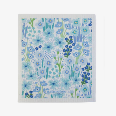 Blue Floral Sponge Cloth