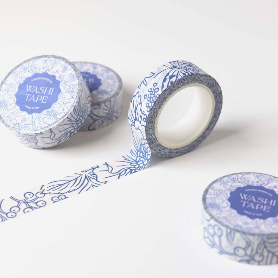 Blue Floral Washi Tape