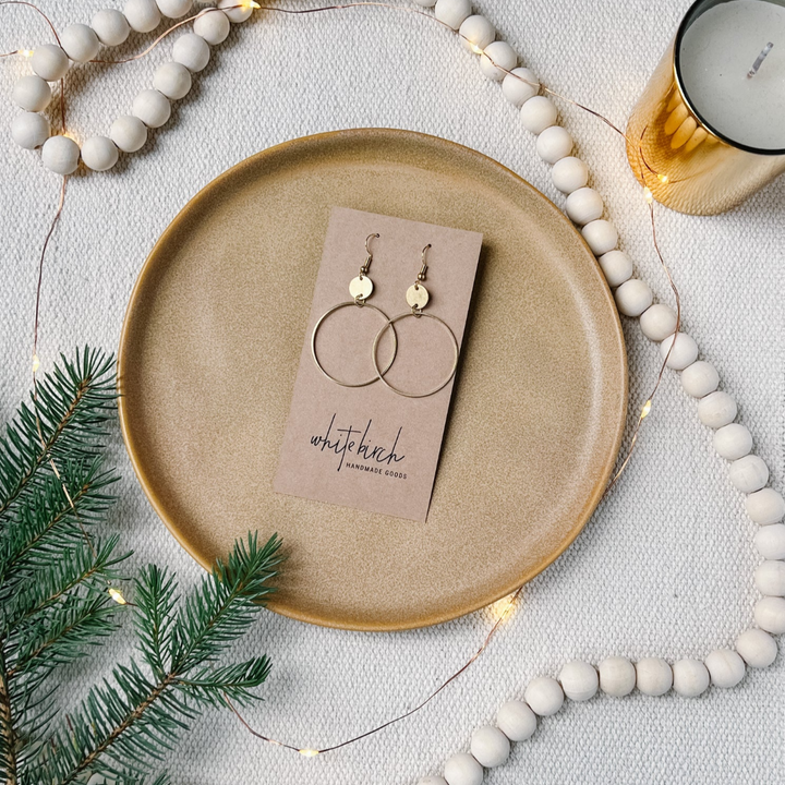 Brass Deco Circle Earrings