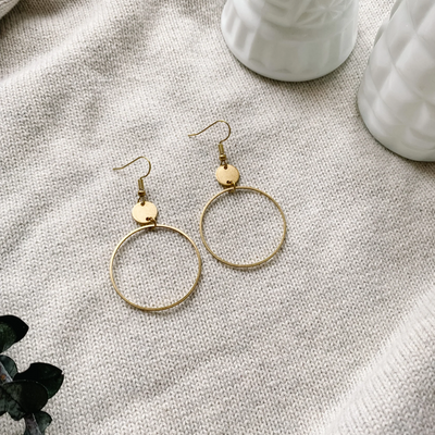 Brass Deco Circle Earrings