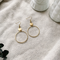 Brass Deco Circle Earrings