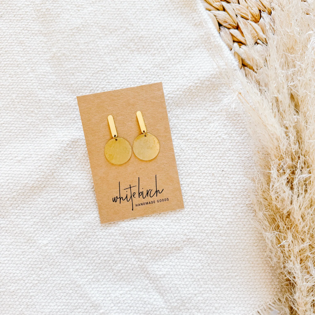 Brass Disc Stud Earrings