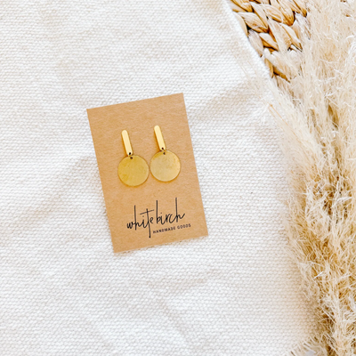 Brass Disc Stud Earrings