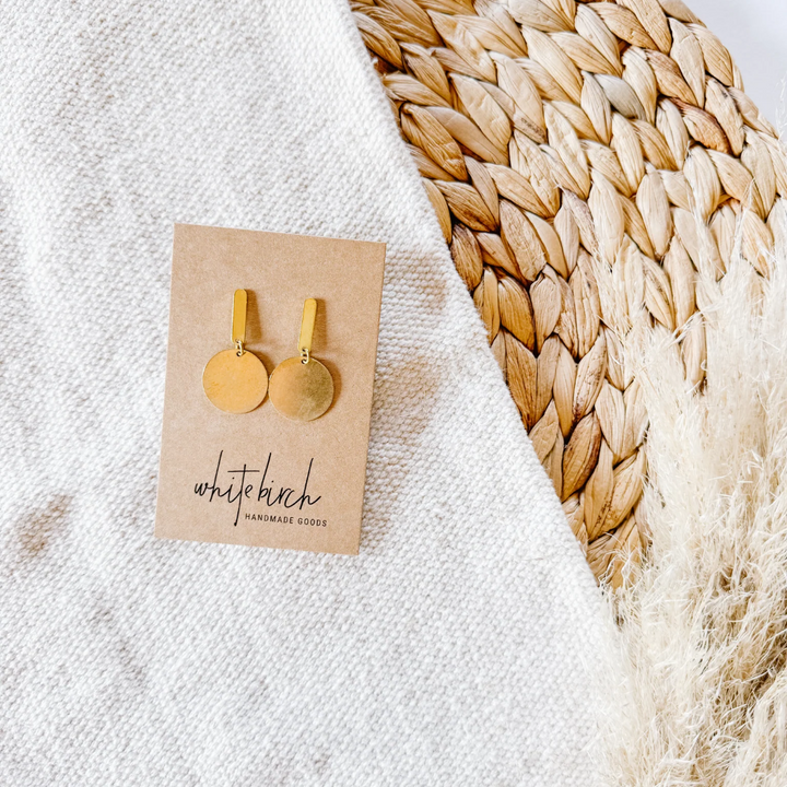 Brass Disc Stud Earrings