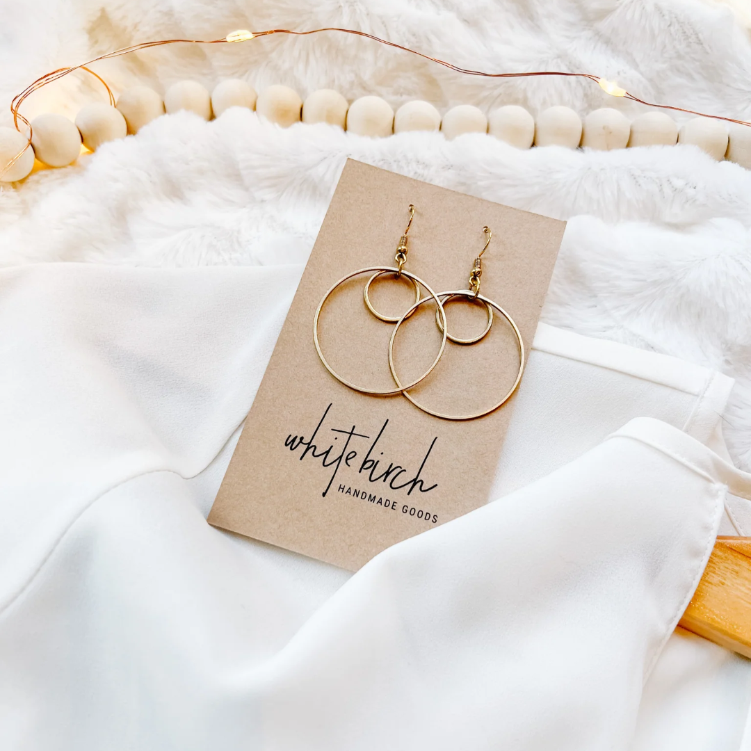 Brass Double Circle Earrings