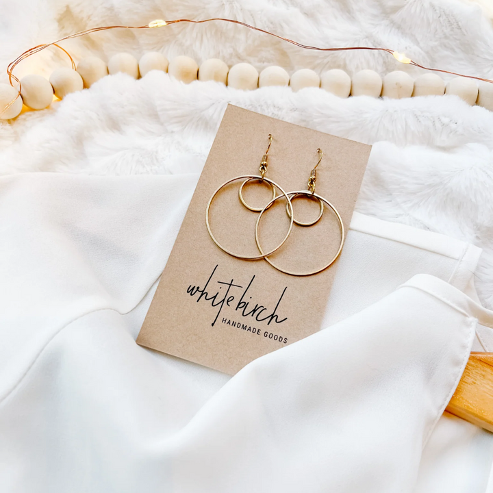 Brass Double Circle Earrings