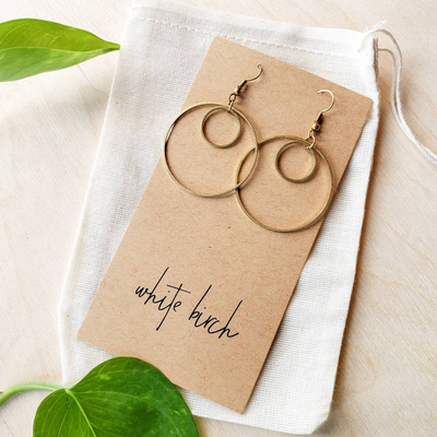 Brass Double Circle Earrings