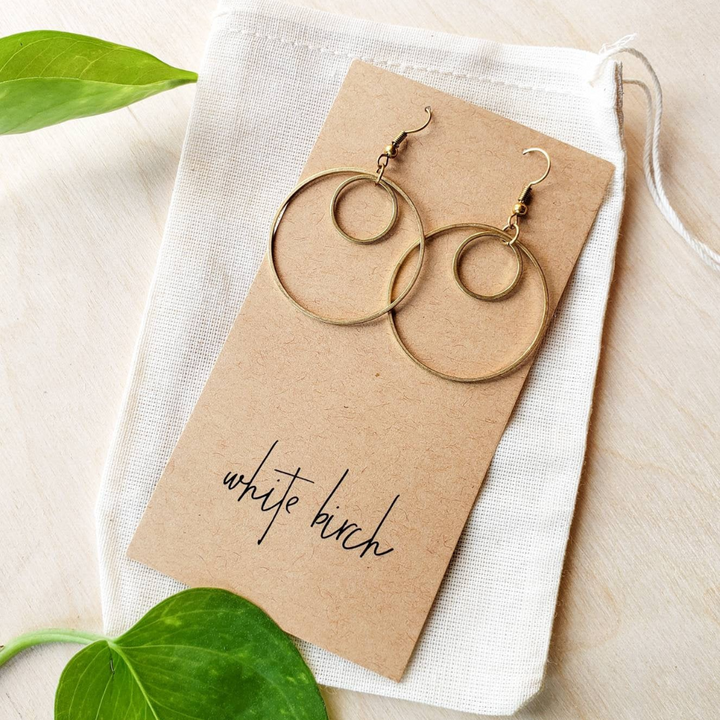 Brass Double Circle Earrings