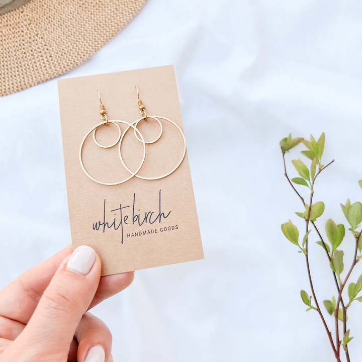 Brass Double Circle Earrings