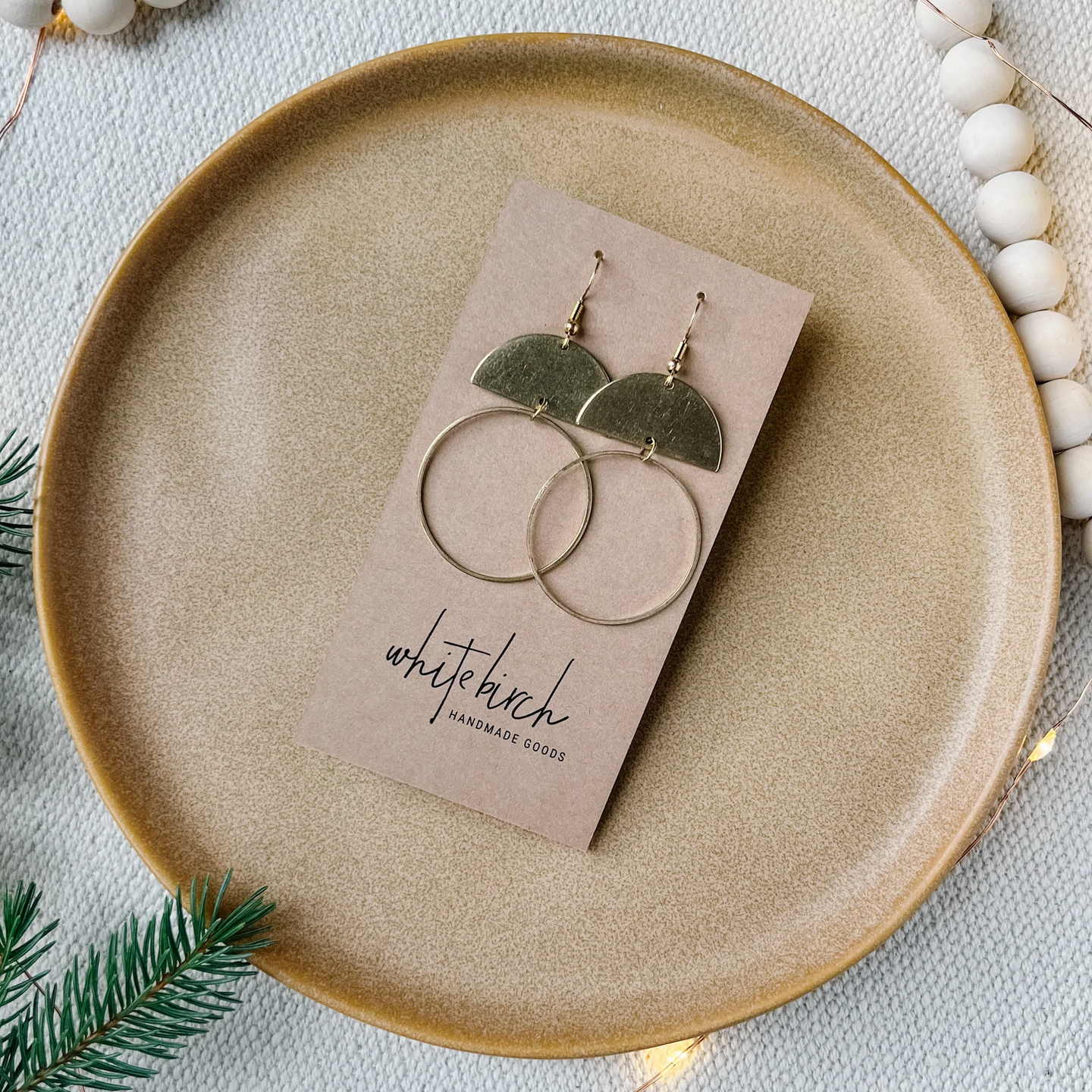Brass Half Moon Circle Earrings