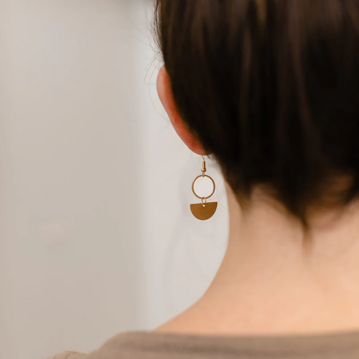 Brass Mini Circle Earrings