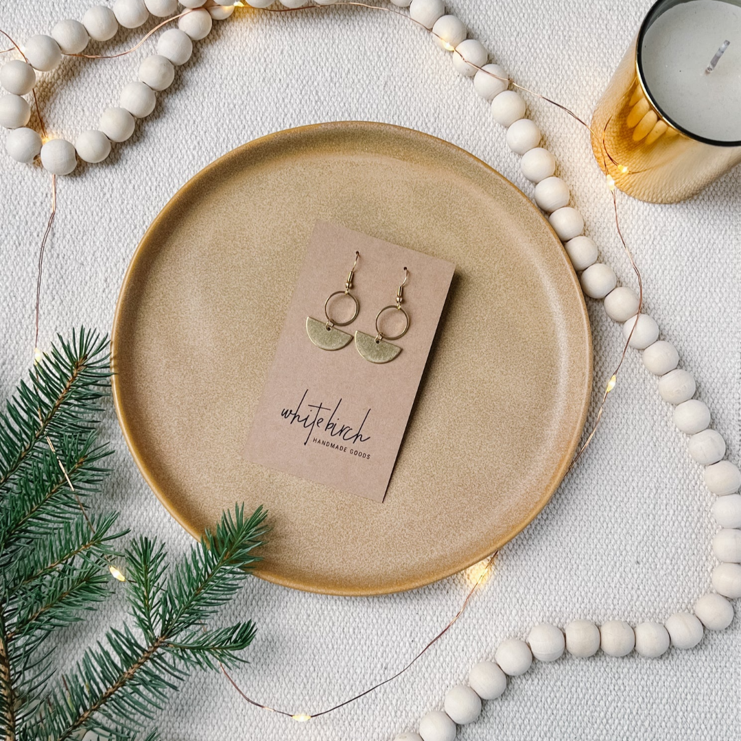 Brass Mini Circle Earrings