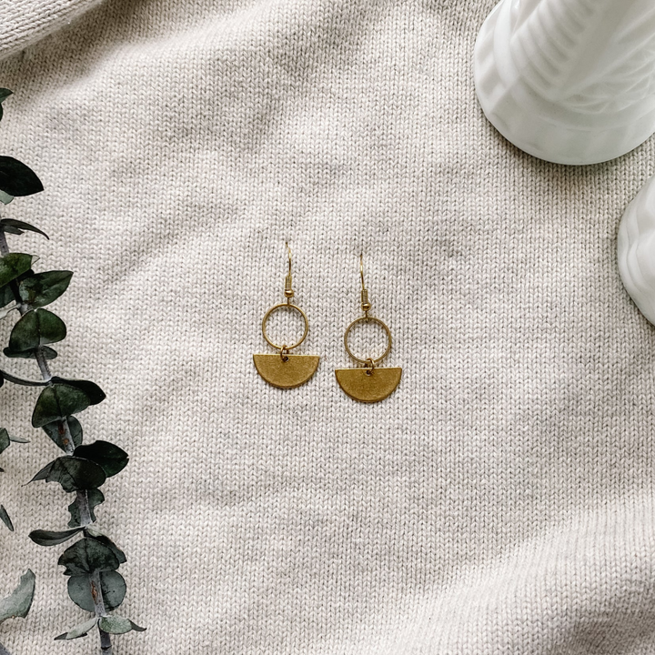 Brass Mini Circle Earrings