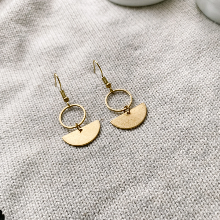 Brass Mini Circle Earrings