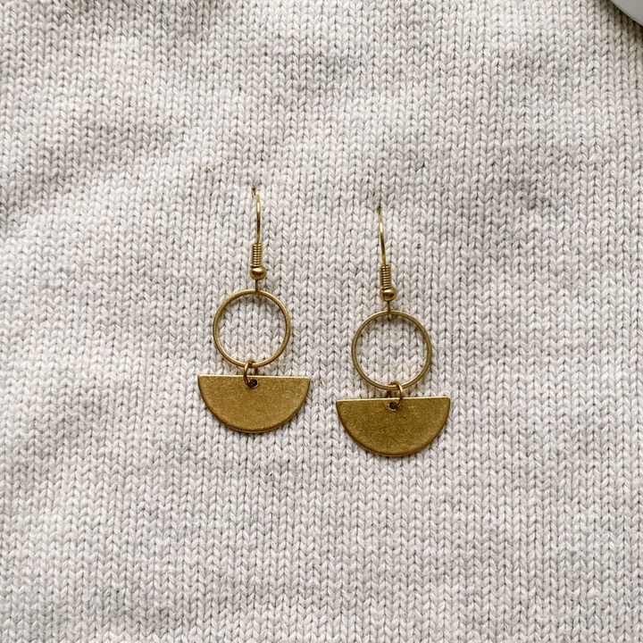 Brass Mini Circle Earrings