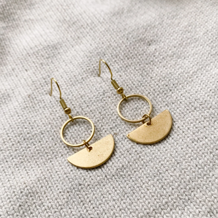 Brass Mini Circle Earrings