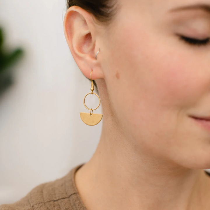 Brass Mini Circle Earrings