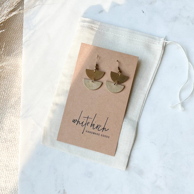 Brass Stacked Half Moon Earrings