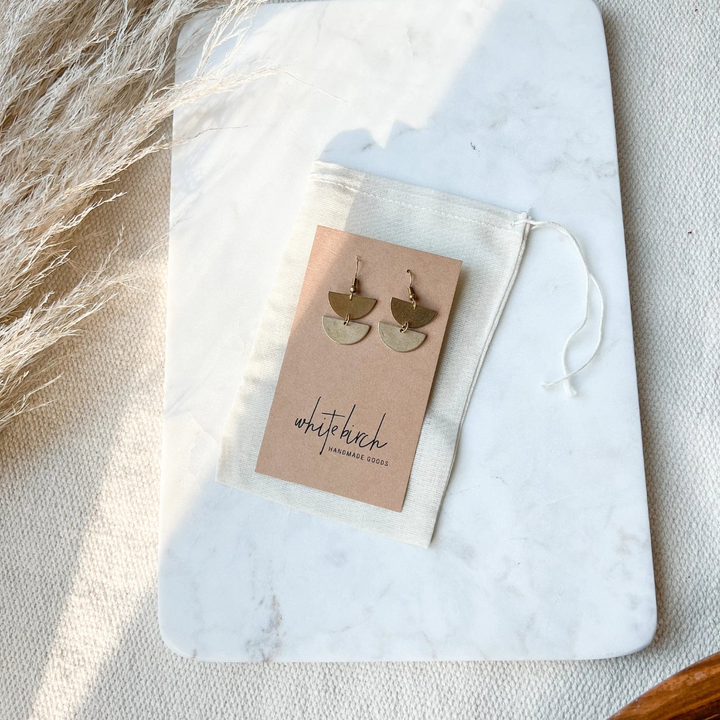 Brass Stacked Half Moon Earrings