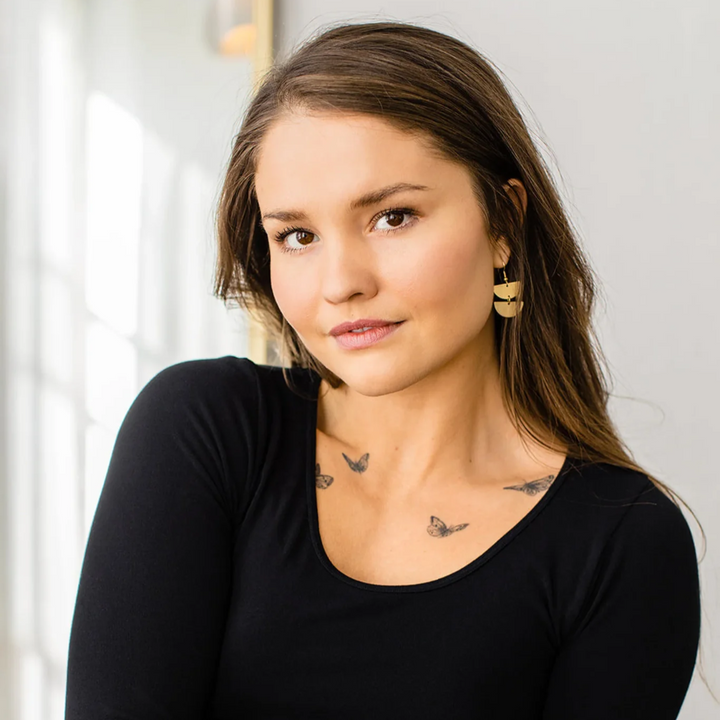 Brass Stacked Half Moon Earrings