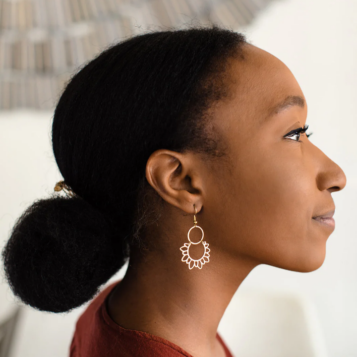 Brass Sunflower Earrings