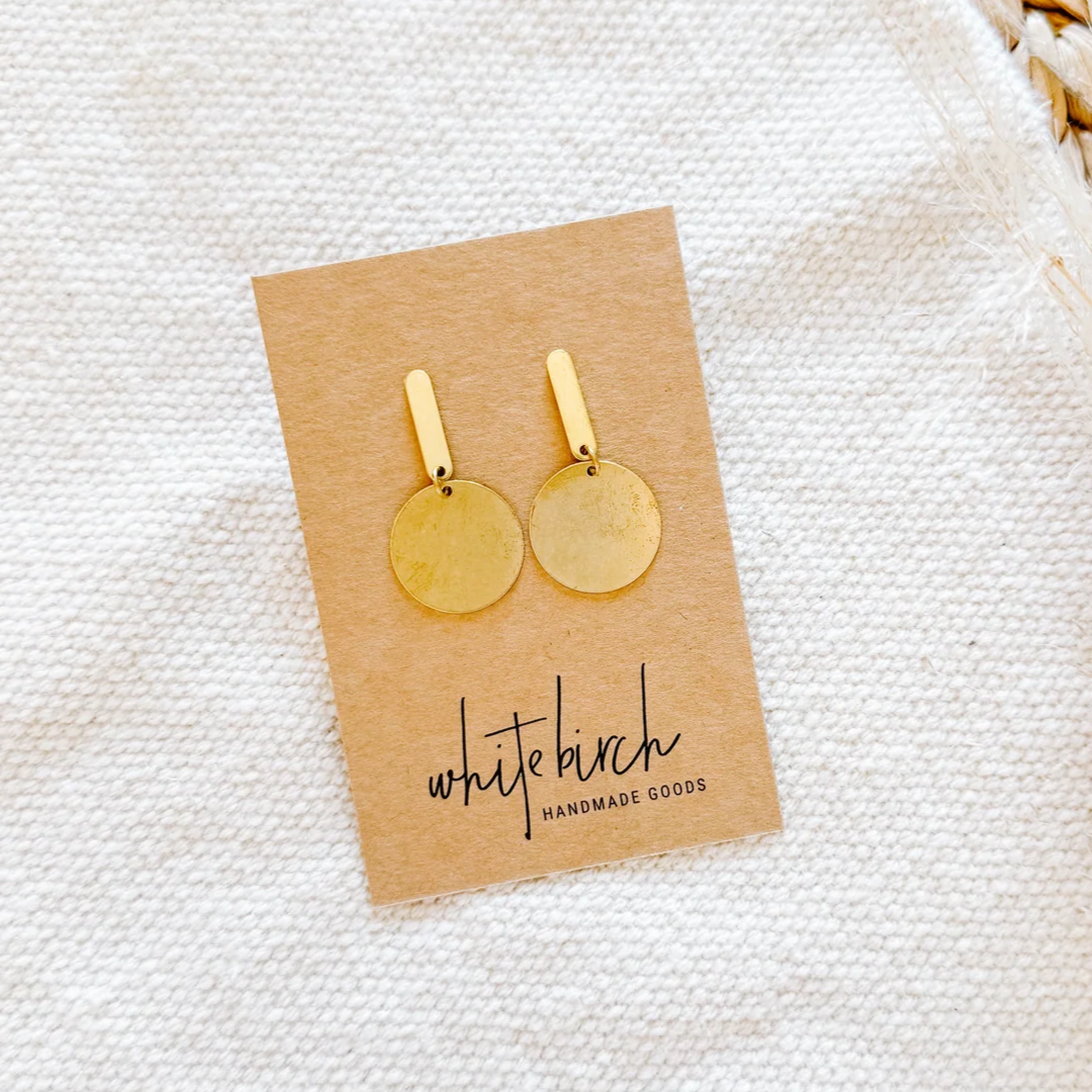 Brass Disc Stud Earrings