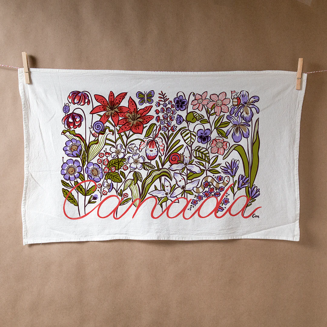 Canadian Wildflower Flour Sack Tea Towel