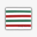 Rectangular soap with red, green, and white stripes on a white background