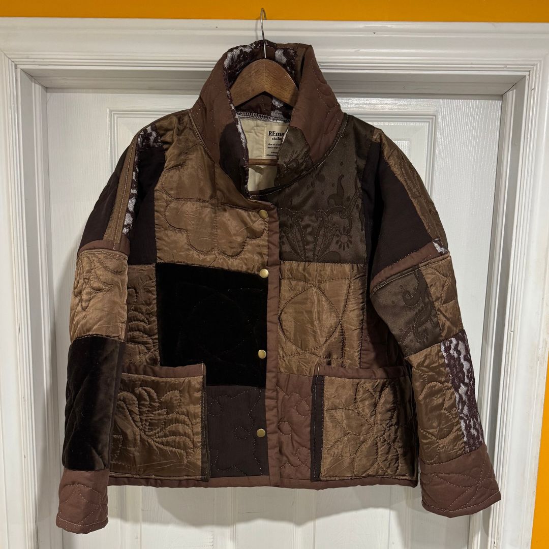 Chocolate Velvet and Lace Patchwork Quilt Coat