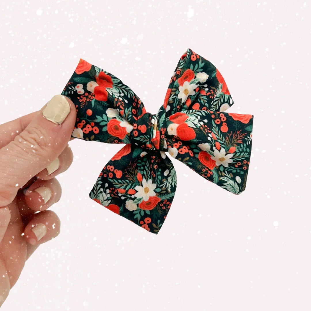 Christmas Floral Hand-Tied Bow