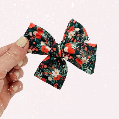 Christmas Floral Hand-Tied Bow