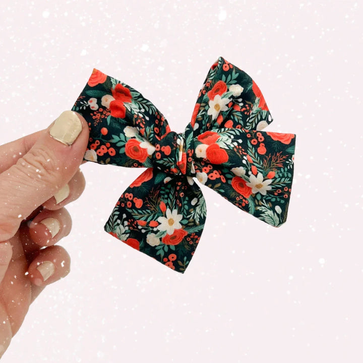 Christmas Floral Hand-Tied Bow