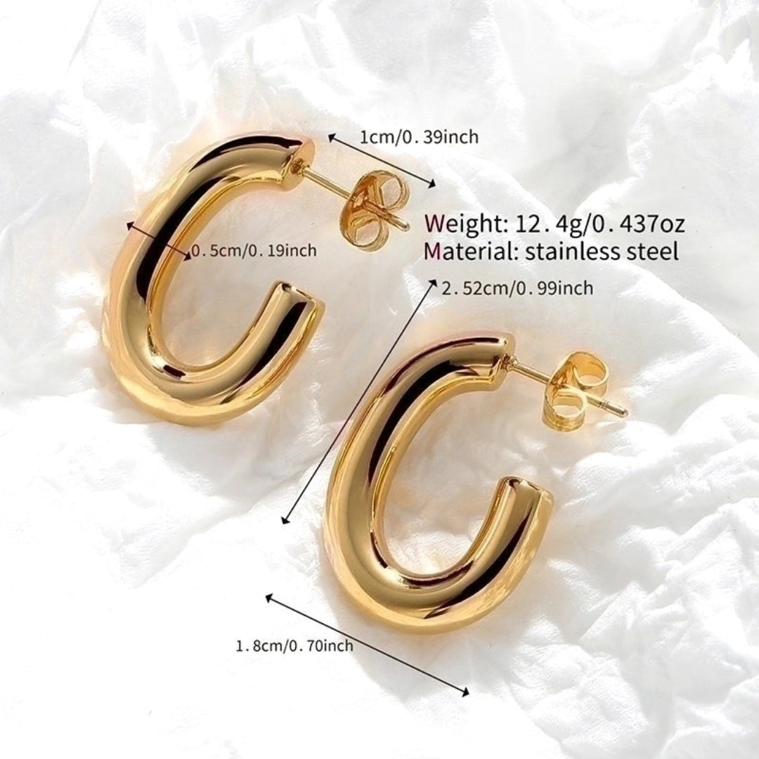 Chubby Elongated Hoop Studs