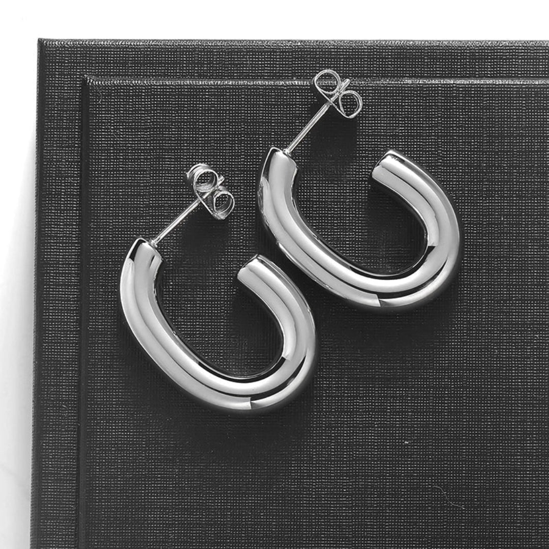 Chubby Elongated Hoop Studs