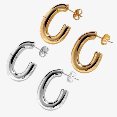 Chubby Elongated Hoop Studs