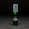 A dark green glass bottle with a black pump dispenser. The bottle is labeled 