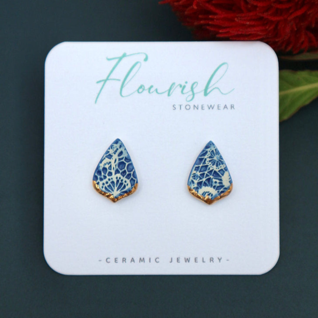 Cobalt Lace Studs