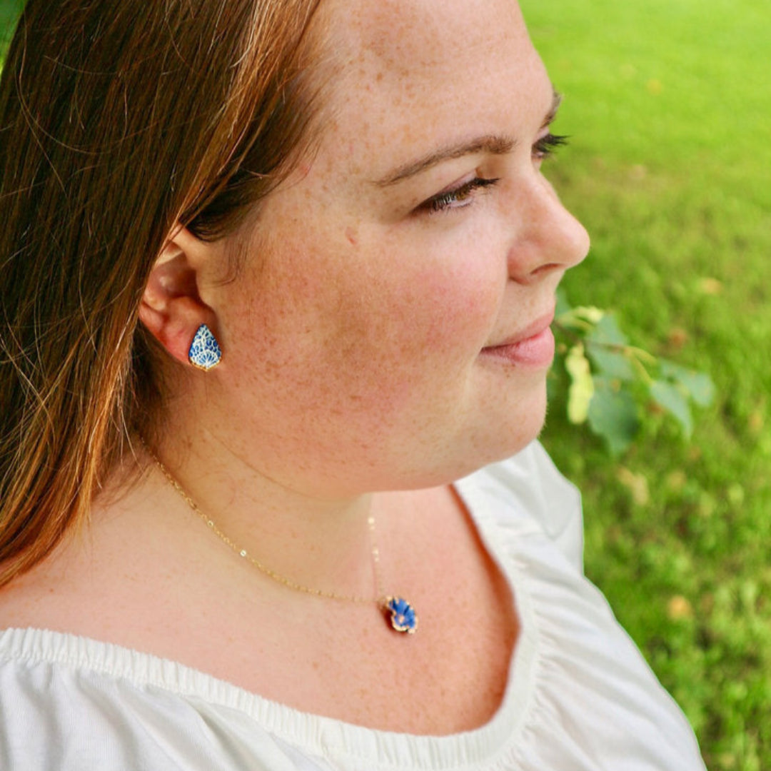 Cobalt Lace Studs